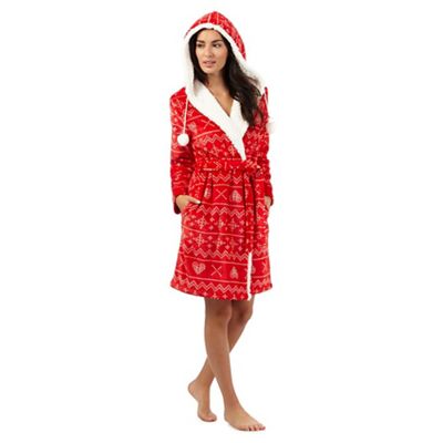 Lounge & Sleep Red Fair Isle print dressing gown